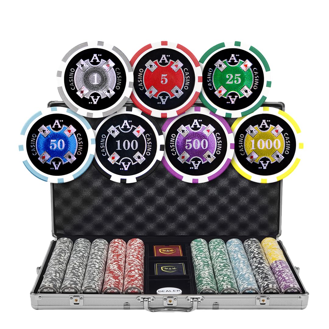 Amazon.com: MRC 1000 pcs Ace Casino Poker Chips Set with Aluminum